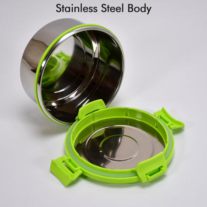 Ganesh Solo Round 400 Stainless Steel Leak Proof Airtight Lunch Pack For Office  School Use