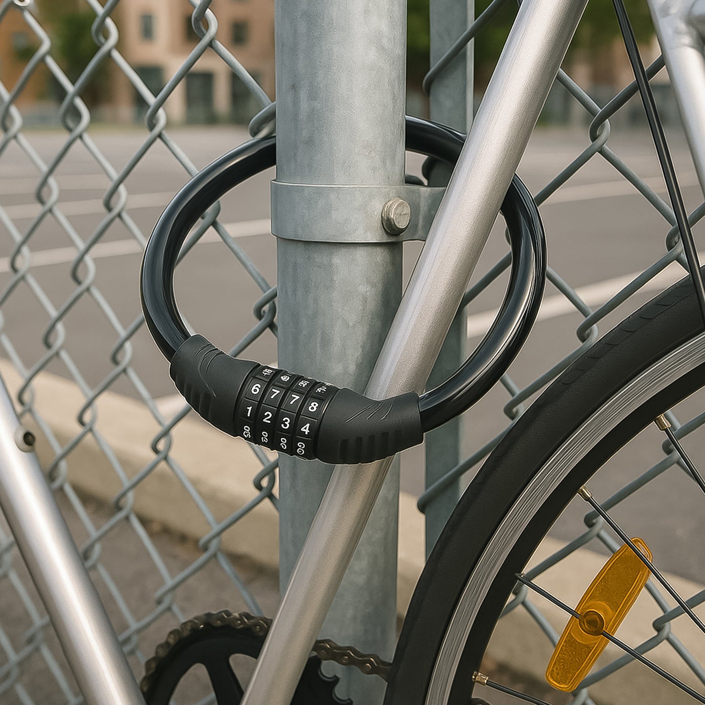 Bikelock Cable Resettable Cable Lock - Self Coiling 4 Digit Combination Bike Lock