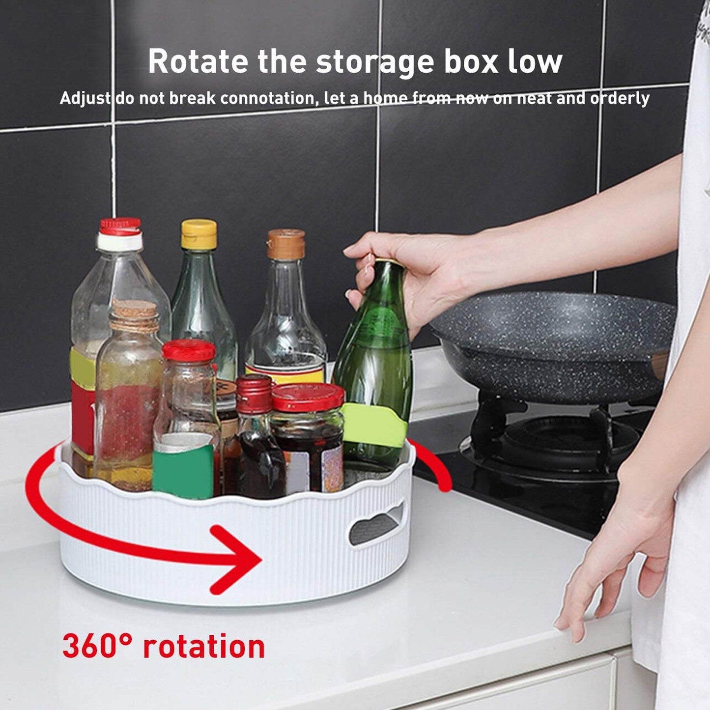 360 Degree Rotating Kitchen Organizer Trolley For Storage  Revolving Tray  Turntable Dining Table Organizer