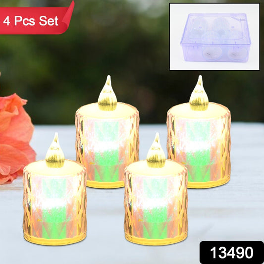 4 Pcflameless And Smokeless Decorative Melting Candles Led Tea Light