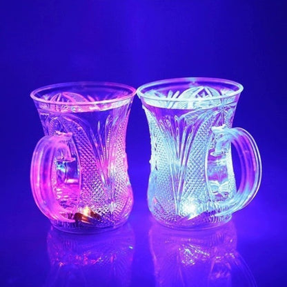 Flashing Cup Led Water Sensor Light Up Cup With Handle For Home Kitchen Fun Luminous Water Cup Party  Birthday  Nightclub  Christmas  Disco Entertainment Cup (2 Pcs Set)
