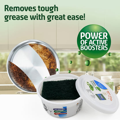 Freshmix Flavor Round Dishwash Bar With Super Scrubber Free Complete Dishwashing Solution Tough Stains Remover (350 Gm)