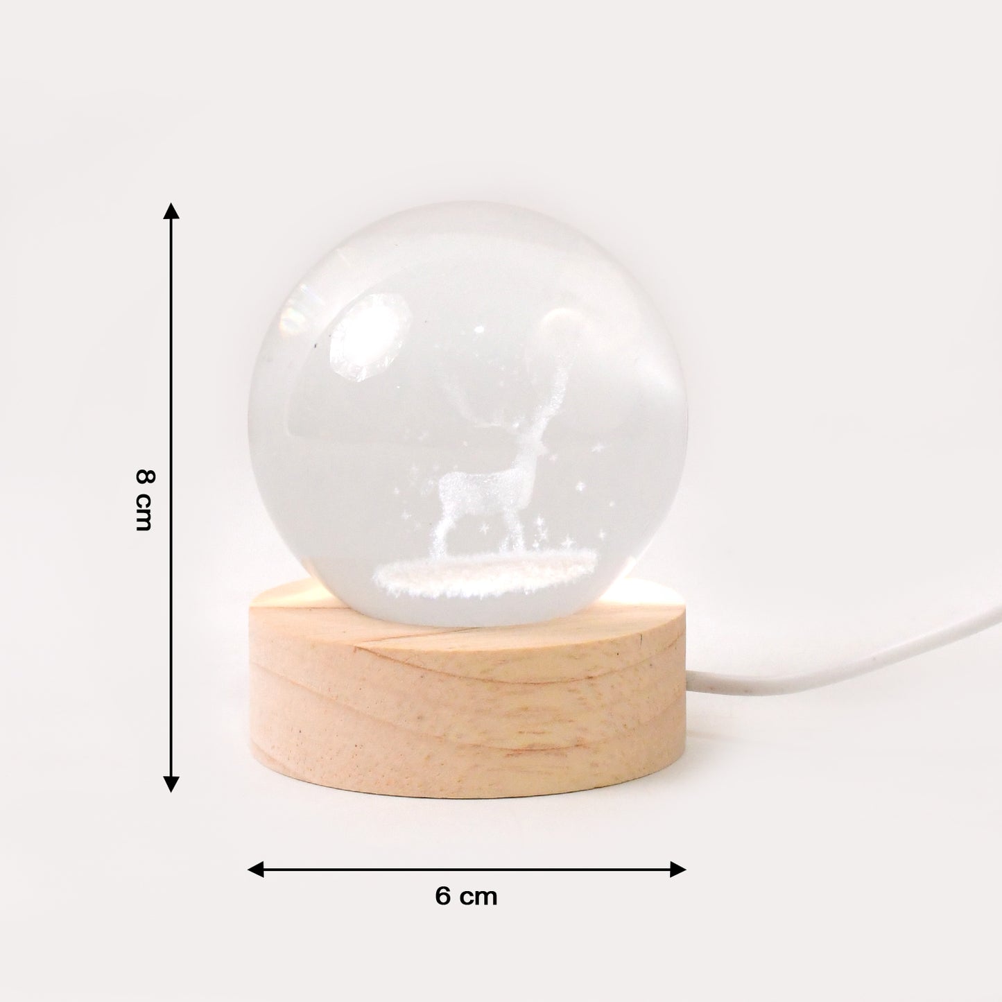 Melacrystal Ball Night Light Glass Ball Night Lamp With Wood Base