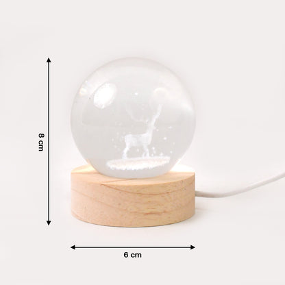 Melacrystal Ball Night Light Glass Ball Night Lamp With Wood Base