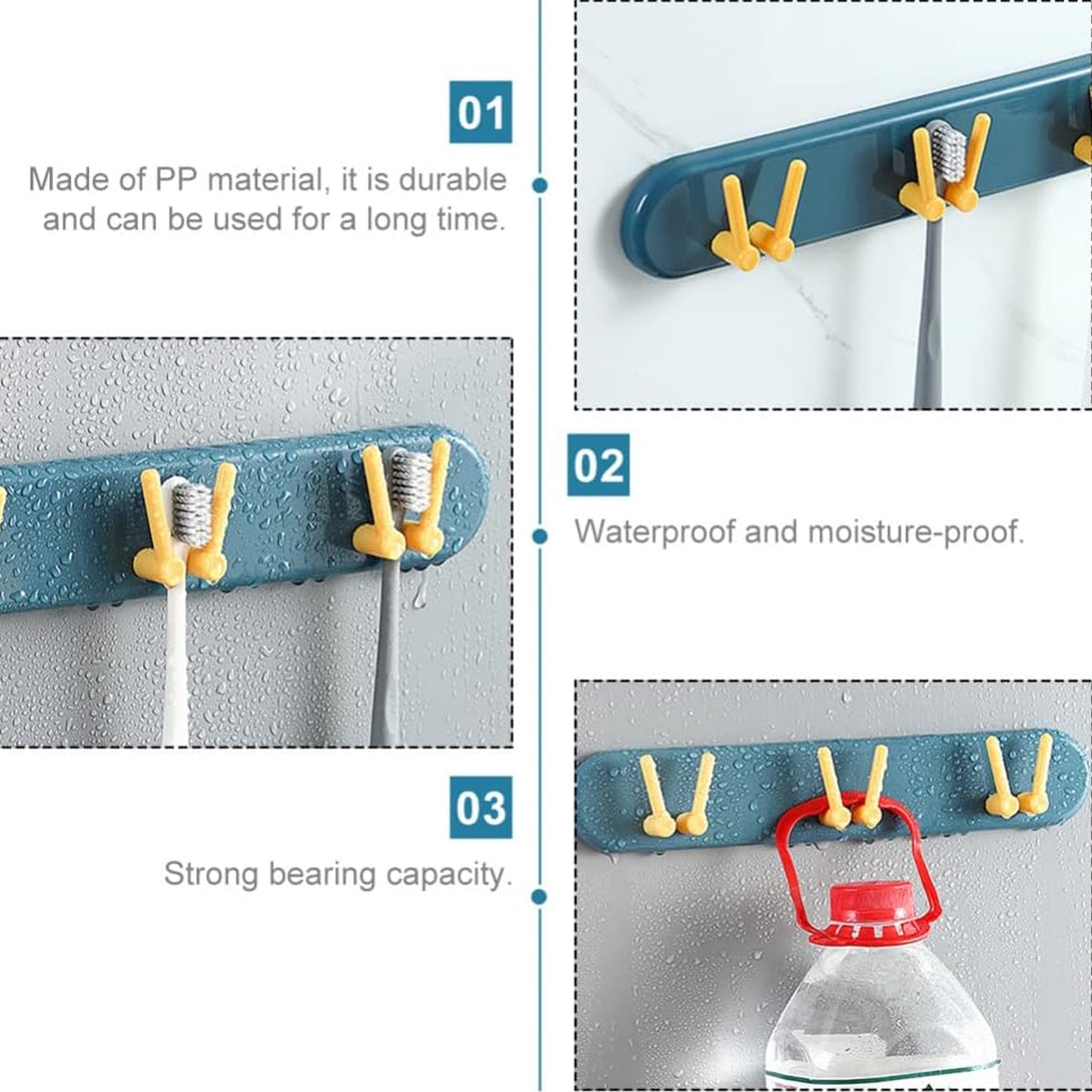 Toothbrush Holder Plastic Bathroom Accessories Organizer Wall Mounted Hanging Mount Shelf  Hooks (1Pc)