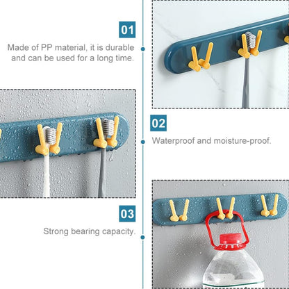 Toothbrush Holder Plastic Bathroom Accessories Organizer Wall Mounted Hanging Mount Shelf  Hooks (1Pc)