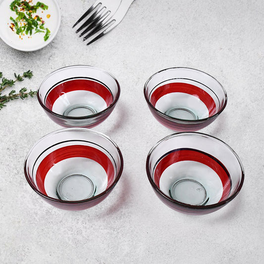 Healthy Choice Set Of 4Pc Ceramic Cup And 4Pc Glass Bowl With Plastic Plate (9 Pcs Set)
