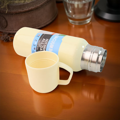 Whitevacuum Flask Set  Stainless Steel Thermos With 3 Cups Approx 500Ml