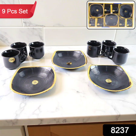 Sweet Buzz Ceramic Tea  Cups  Mug Set With Seashell Shape Serving Bowl Milk Cup Coffee Cup Tea Cup Breakfast Cup Drinking Mug Or Outdoor For Household Gift For Birthday Wedding Party (8 Pcs Set)