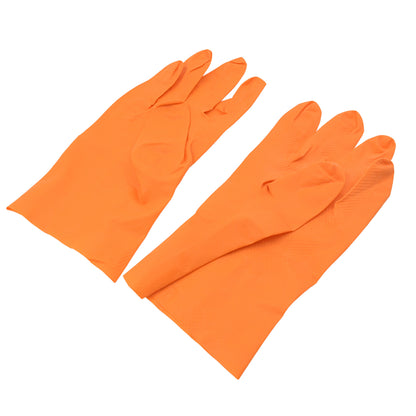Multipurpose Rubber Reusable Cleaning Gloves Reusable Rubber Hand Gloves I Latex Safety Gloves I For Washing I Cleaning Kitchen I Gardening I Sanitation I Wet And Dry Use Orange Gloves (1 Pair 40 Gm)