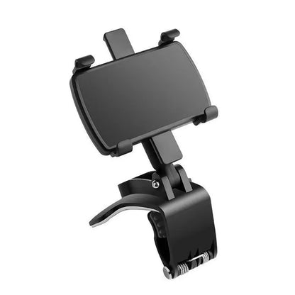 Car Phone Holder Clip Mount 360 Degree Rotation Dashboard Rear View Mirror Sun Visor Smartphone Hud Navigation Fold Stand Plastic Black Compatible For All Smart Phones
