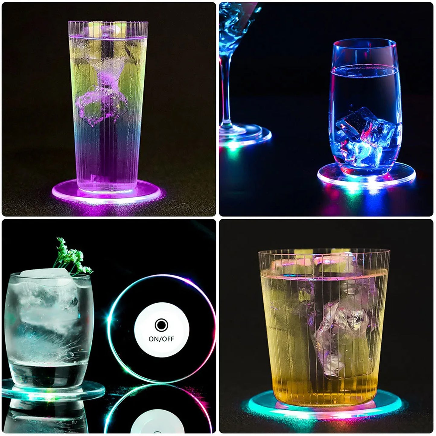 Colorful Led Cocktail Coaster Round Ultra-Thin Led Drink Coaster (1 Pc)