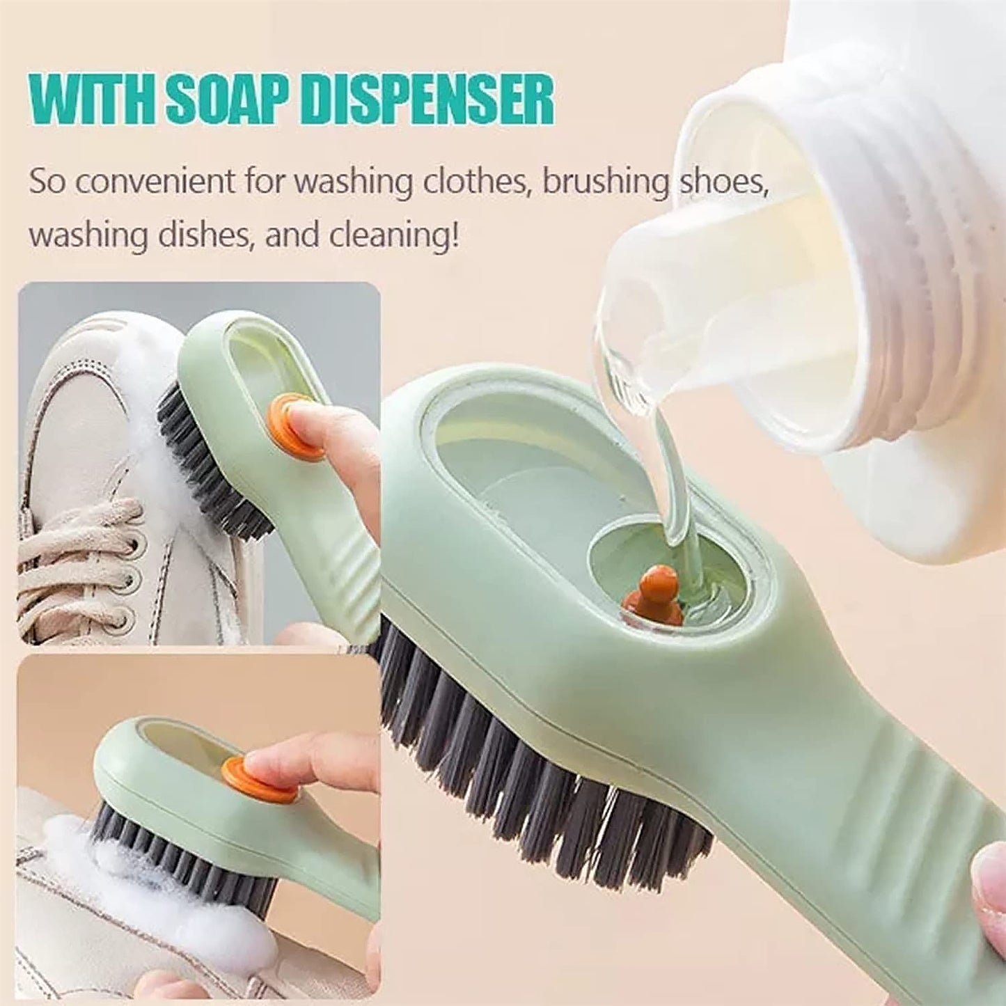Multifunctional Scrubbing Brush With Liquid  Soap Dispenser Cleaning Brush With Liquid  Soap Dispenser Shoe Brush For Cleaning Cloth Cleaning Brush With Handleliquid Shoe Brush For Shoe Clothes (1 Pc)