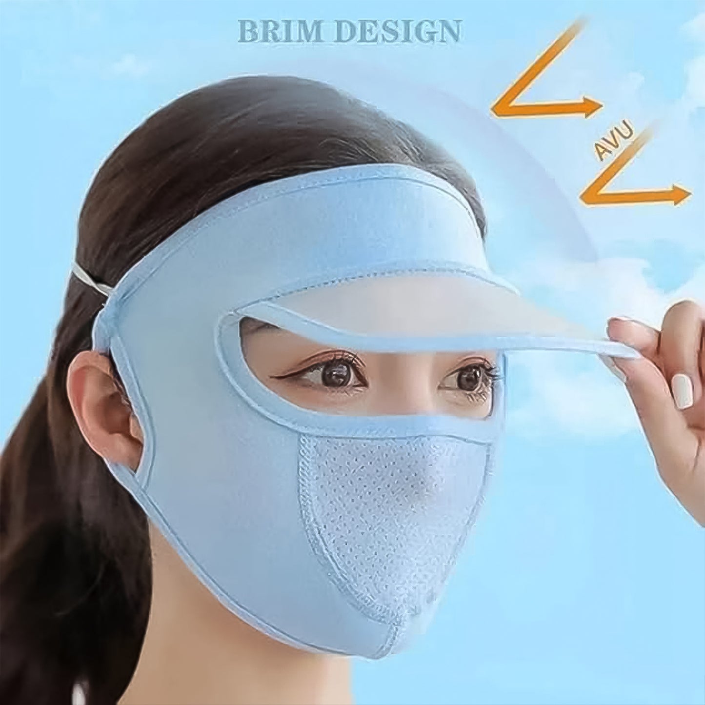 Womens Full Face Uv Protection Cap With Built-In Mask And Wide Brim Visor  Breathable (1 Pc)