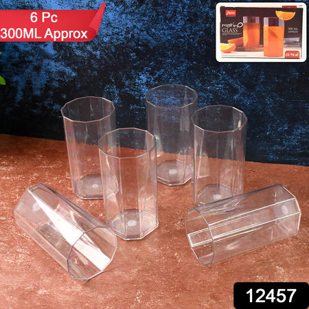 Apexmerino N Glass Unbreakable Plastic Drinking Glass Set (6Pc300Ml) Approx