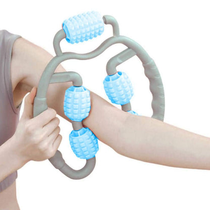 Muscle Massage Roller 5 Wheels Relieve Soreness Leg Muscle Roller Fitness Roller Muscle Relaxer Massage Roller Ring Clip All Round Massaging Uniform Force Elastic Pp Drop Shaped For Home Use (1 Pc)