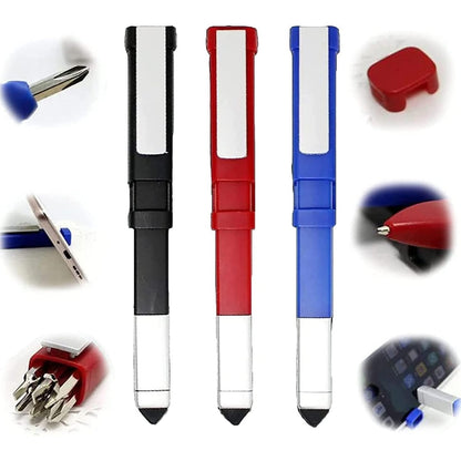 Pen-Shaped Phone Holder With Screwdriver Sets Multi-Function Pen 4 In 1 Tech Tool Pen Portable Phone Tools With Capacitive Stylus Ball Point Pen Mobile
