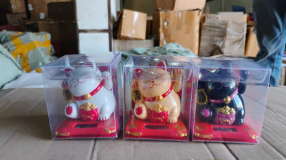Solarpowered Happy Cat Beautiful With Arm Waves Wealth Cat (1 Pc  Mix Color)