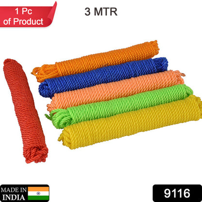 3Meter Heavy Duty Laundry Drying Clothesline Rope Portable Travel Nylon Cord Sturdy Clothes Line For Outdoor Camping Indoor Crafting Art Projects
