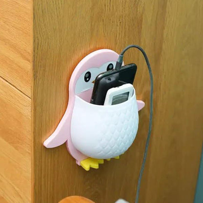 Penguin Storage Box Adhesive Remote Case Electric Toothbrushes Holder Universal Controller Holder Wall Nightstand Office Plastic Wall Mount