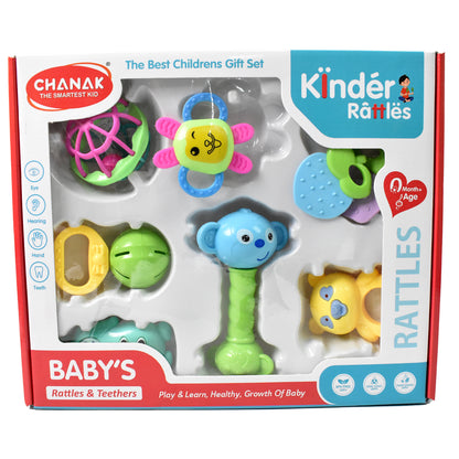 Kinder Rattles Classic Store Plastic Non-Toxic Shake And Grab Ball Baby Rattles  Teethers (8 Pcs Set)