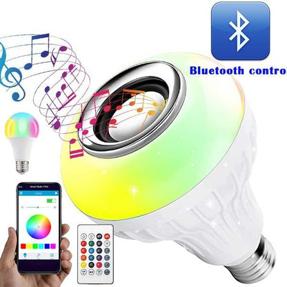 Wireless Bluetooth Sensor 12W Music Multicolor Led Bulb With Remote Controller