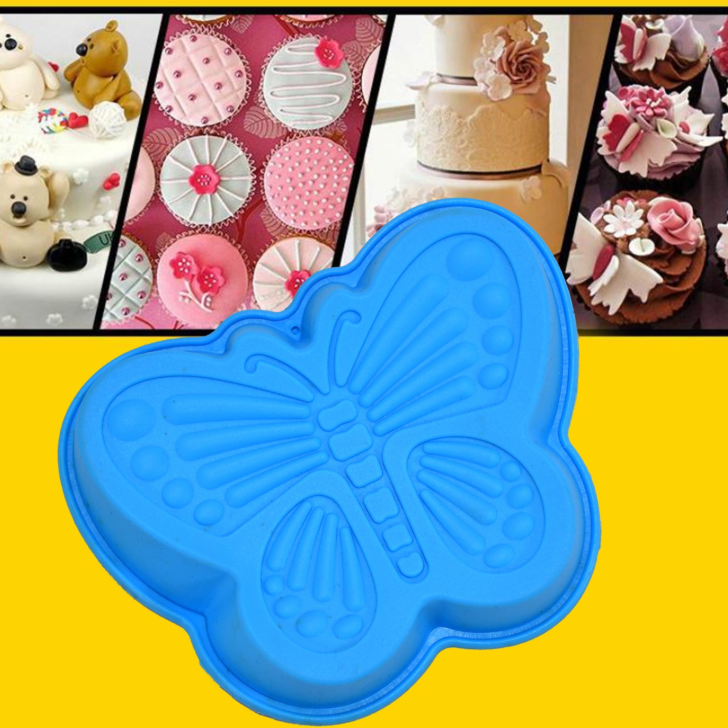 Butterfly Shape Cake Cup Liners I Silicone Baking Cups I Muffin Cupcake Cases I Microwave Or Oven Tray Safe I Molds For Handmade Soap Biscuit Chocolate Muffins Jelly  Pack Of 4