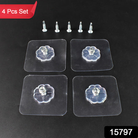 Selfadhesive Hooks Sticker  Screw Nut And Bolt Type (4 Pcs Set)
