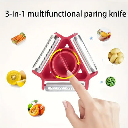 3 In 1 Multi Function Three Use Rotary Hanging Round Planer Peeler And Cutter Vegetable Slicer Kitchen Tools Kitchen Gadgets (B Grade)