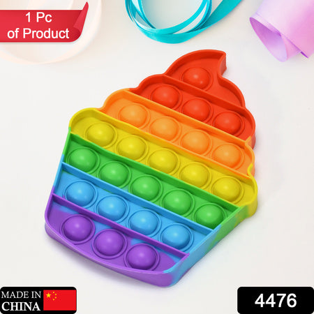 Ice Cream Softy- Fidget Popping Sounds Toy Bpa Free Silicone Push Bubbles Toy For Autism Stress Reliever Sensory Toy Pop It Toy