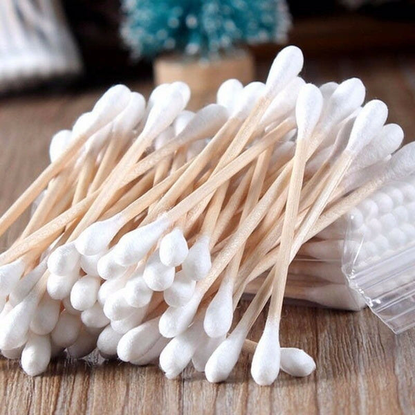 Cotton Swabs Bamboo With Wooden Handles For Makeup Clean Care Ear Cleaning Wound Care Cosmetic Tool Double Head Biodegradable Eco Friendly (Pack Of 20)