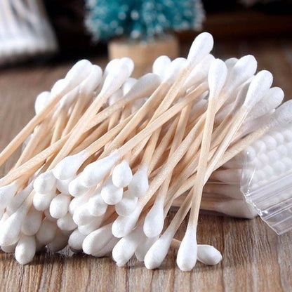 Cotton Swabs Bamboo With Wooden Handles For Makeup Clean Care Ear Cleaning Wound Care Cosmetic Tool Double Head Biodegradable Eco Friendly (Pack Of 20)