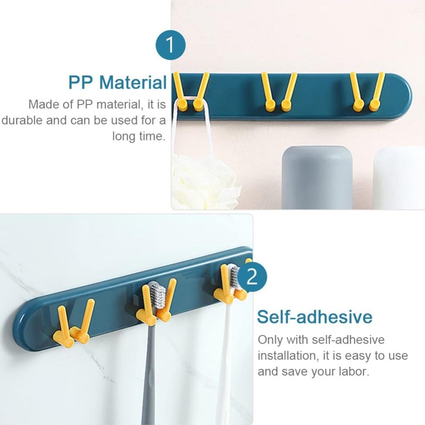 Toothbrush Holder Plastic Bathroom Accessories Organizer Wall Mounted Hanging Mount Shelf  Hooks (1Pc)