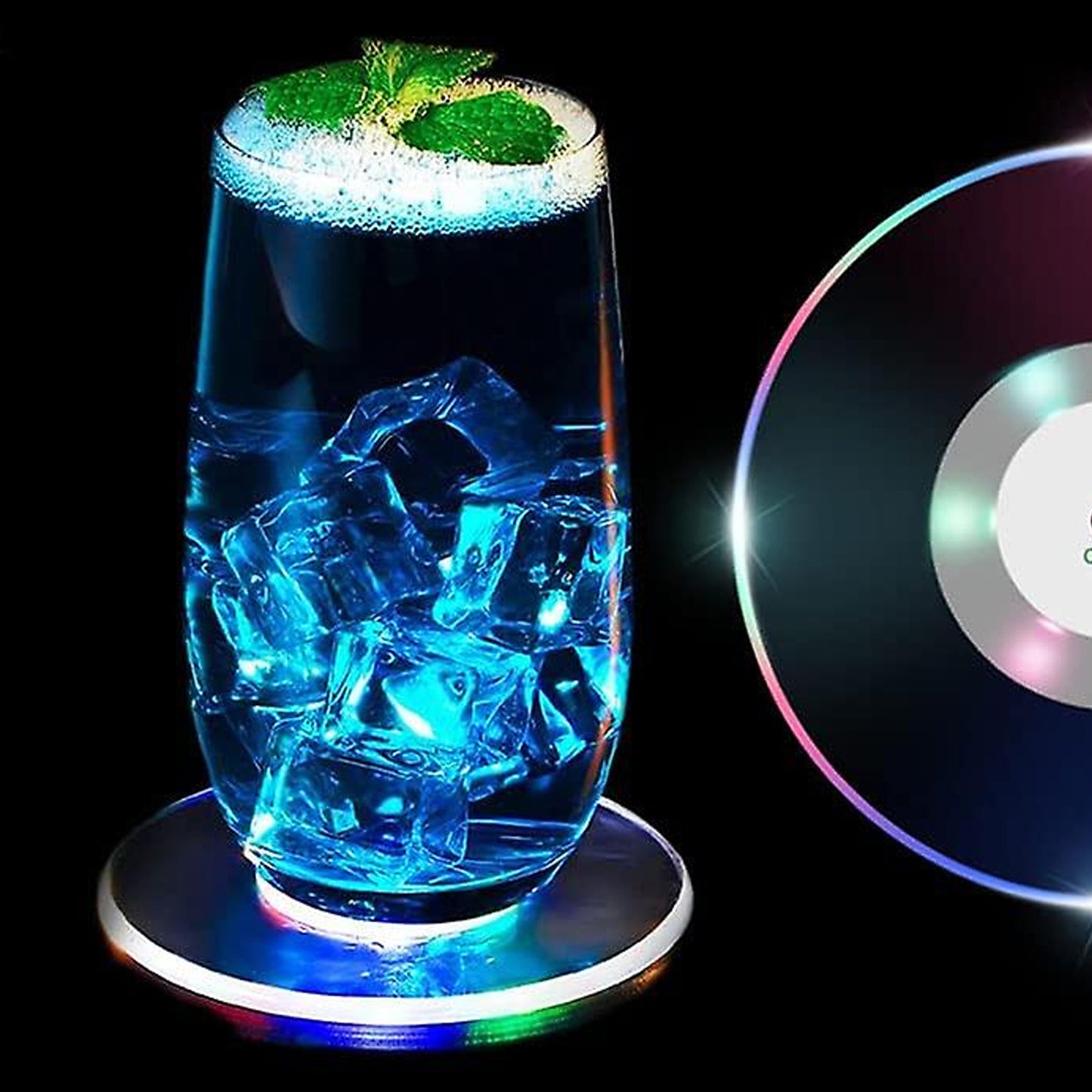 Colorful Led Cocktail Coaster Round Ultra-Thin Led Drink Coaster (1 Pc)