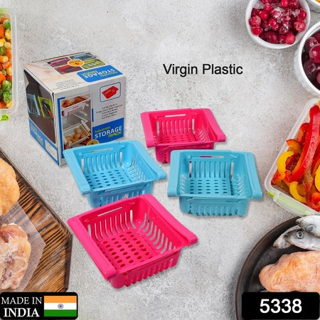 Virgin Freeze Storage Unbreakable Adjustable Multi Color Tray With Extra Storage  Easy To Remove Easy To Clean  Pack Of 4 Tray