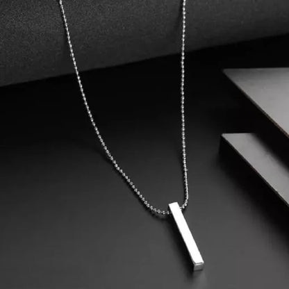 Plainstick Shape Locket With Chain Stainless Steel Necklace (1 Pc)