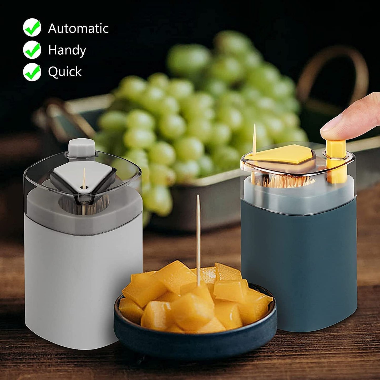 Toothpick Holder Dispenser Pop-Up Automatic Toothpick Dispenser For Kitchen Restaurant Thickening Toothpicks Container Pocket Novelty Safe Container Toothpick Storage Box.