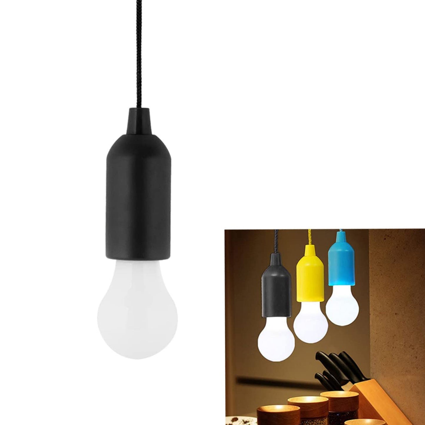 1Pcs Led Bulbs Pull Cord Light Led Pull Cord Light Hanging Led Bulb Pull Wire Drawstring Light Bulb Black Led Pendant Lights