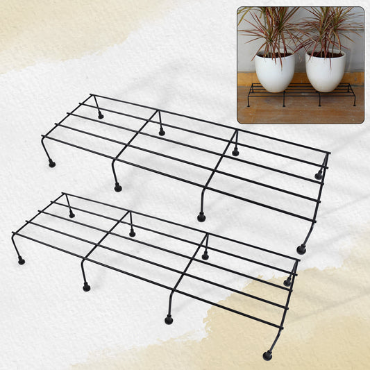 Metalrectangle Flower Plant Stand For Balcony (6020 Cm  2 Pc Set)