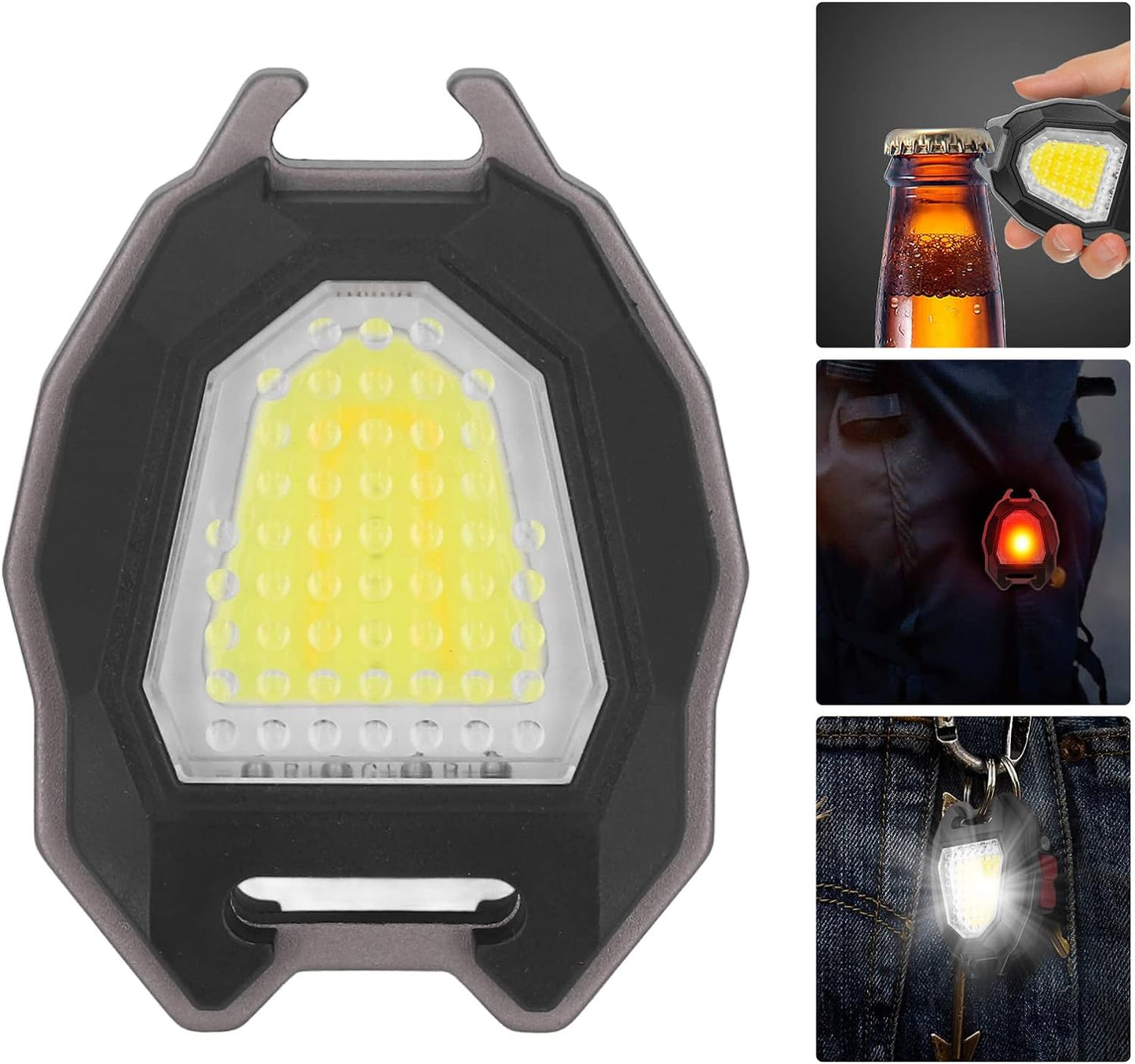 Portable Triangular Shaped Emergency Camping Flashlight With Cigarette Lighter Lumens Rechargeable Waterproof Portable Led Light Camping Keychain 6Lighting Modes With Strong Magnet 3 Color Lighting For Travel Camping Walking