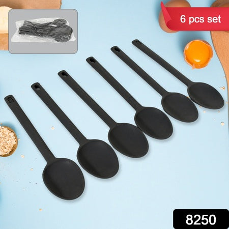Multipurpose Silicone Spoon Silicone Basting Spoon Non-Stick Kitchen Utensils Household Gadgets Heat-Resistant Non Stick Spoons Kitchen Cookware Items For Cooking And Baking (6 Pcs Set)