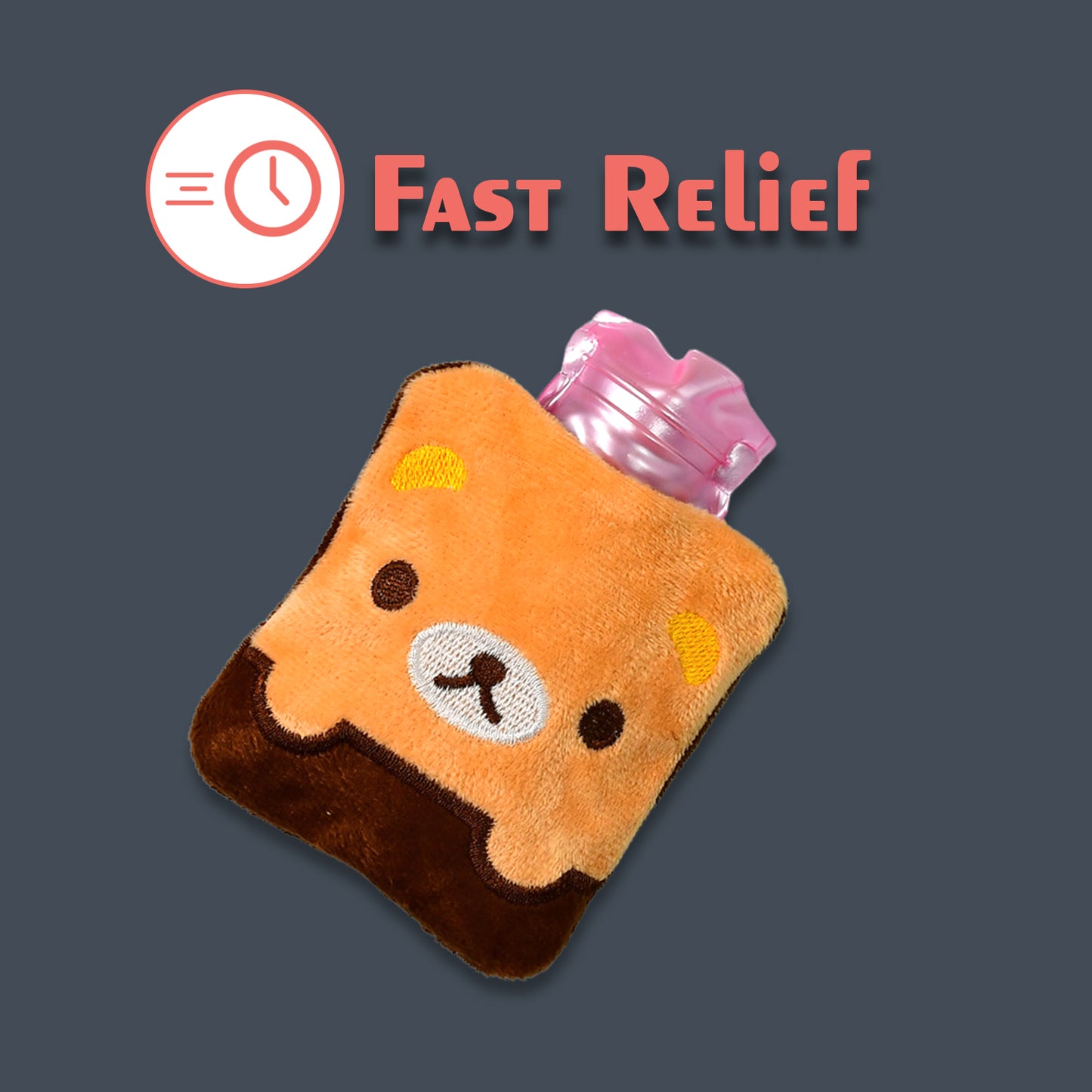 Brown Panda Print Small Hot Water Bag With Cover For Pain Relief Neck Shoulder Pain And Hand Feet Warmer Menstrual Cramps.