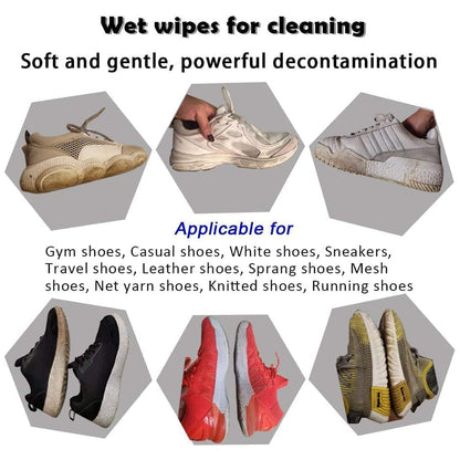 Shoe Cleaning Wet Wipes Fast Scrubbing Shoes Cleaning Tissue Sneakers Non-Woven Detergent Quick Wipes Disposable Travel Portable Removes Dirt Stains