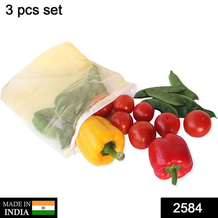 Fridge Bags For Fruits And Vegetables With Zip Net (Multicolour)
