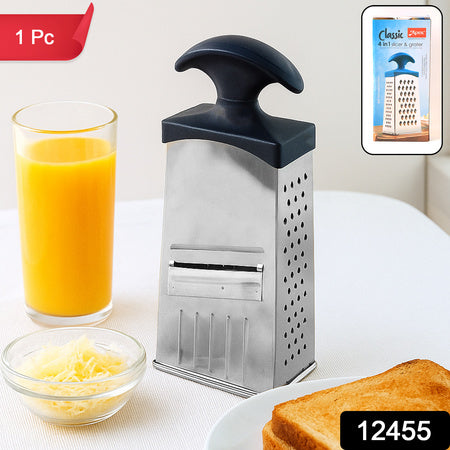 Apexclassic 4-In-1 Stainless Steel Grater  Slicer With Handle