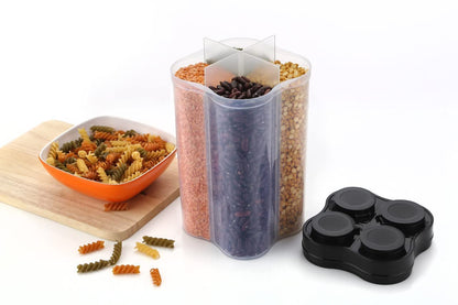 Plastic Lock Food Storage 4 Section Container Jar For Grocery Fridge Container.
