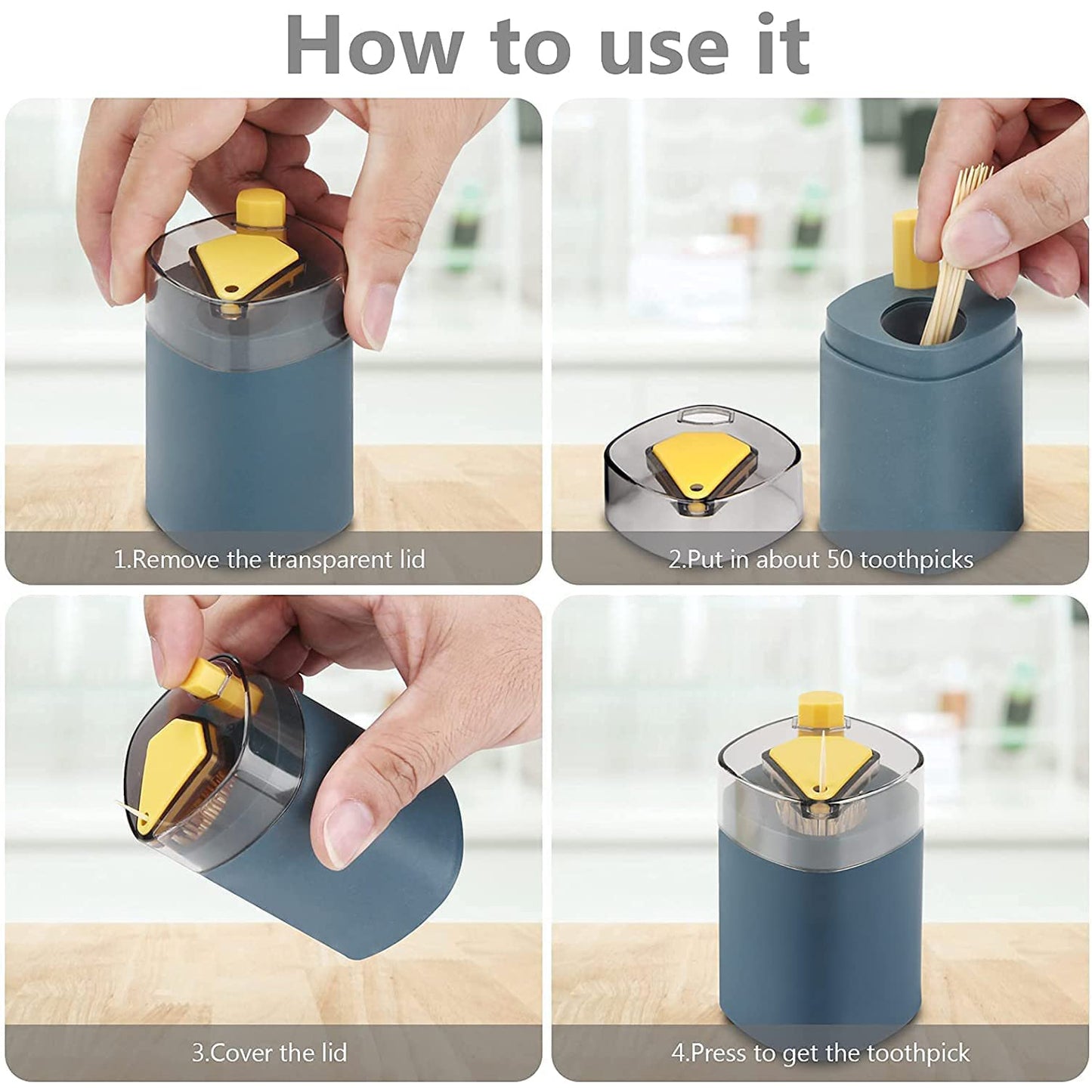 Toothpick Holder Dispenser Pop-Up Automatic Toothpick Dispenser For Kitchen Restaurant Thickening Toothpicks Container Pocket Novelty Safe Container Toothpick Storage Box.