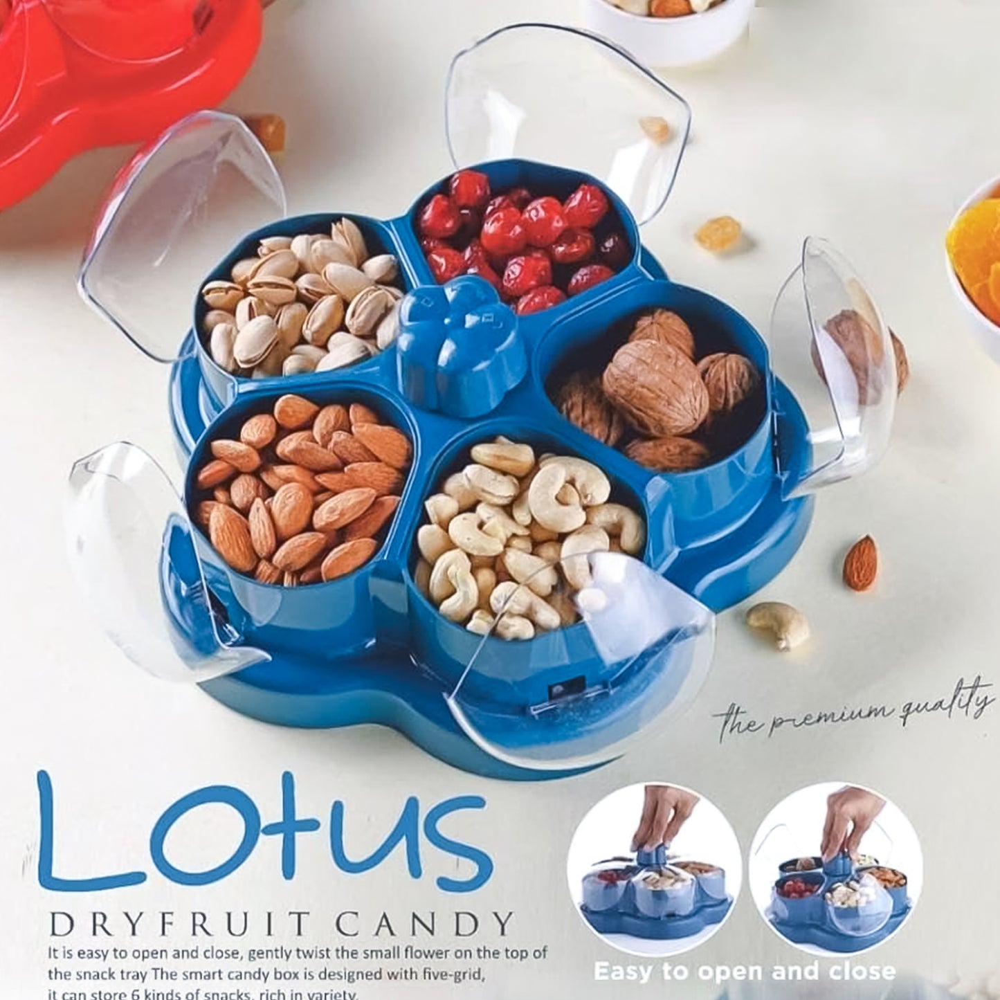Lotusshape Rotating Dry Fruit  Snack Organizer Box With Compartments (1 Pc)