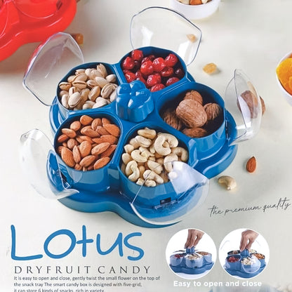 Lotusshape Rotating Dry Fruit  Snack Organizer Box With Compartments (1 Pc)