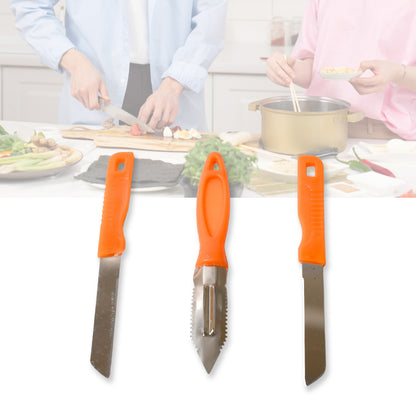 3In1 Multipurpose Stainless Steel Classic Kitchen Knife Set Of 3 For Fruits And Vegetable Chopping  Cutting  Peeling Kitchen Knife  Vegetable Peeler  Plain Knife